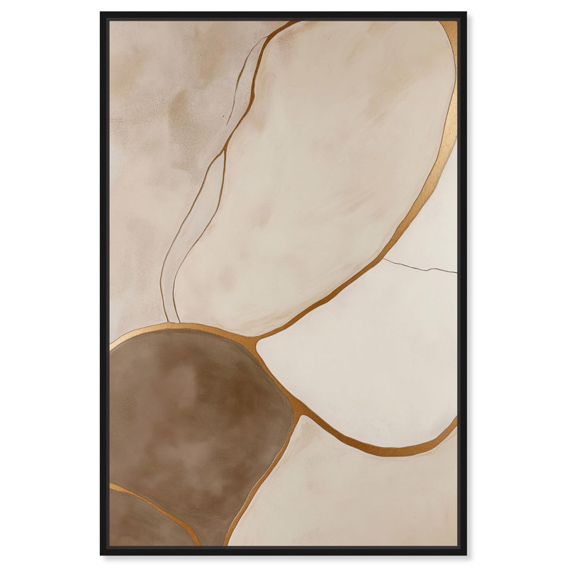 «Taupe Terrain I», art abstrait élégant par , Cadre flottant noir, H 16 po x l 11 po