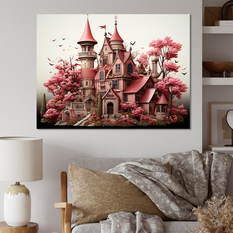 Monets, château, paysage revisité - Art mural classique, Toile tendue, H 32 po x l 16 po x P 1 po