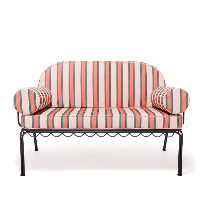 Love Seat Slip Cover Set, Pink/Red Striped Acrylic