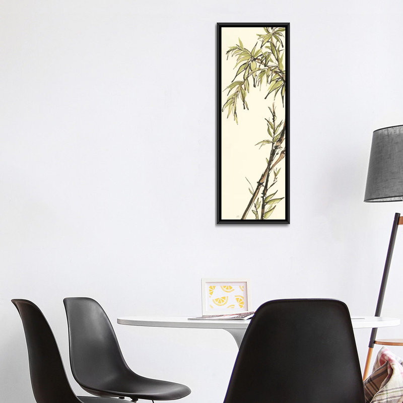 " Summer Bamboo I ", 36" H x 12" W x 1.5" D, Black Framed Canvas