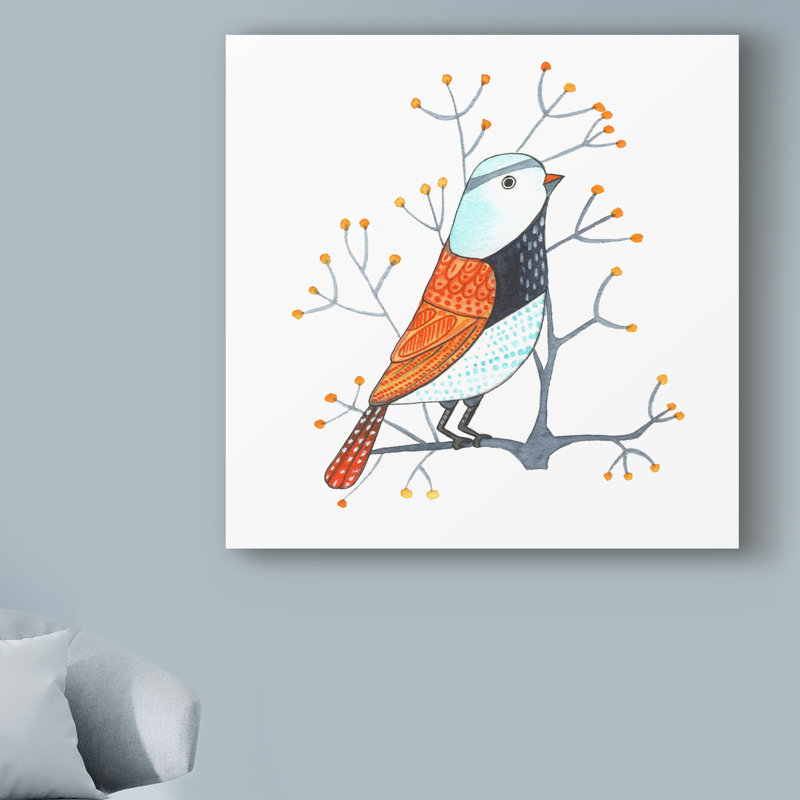 « oiseau design », reproduction de peinture à l’acrylique sur toile tendue 3 pi, H 14 po x l 14 po x P 2 po