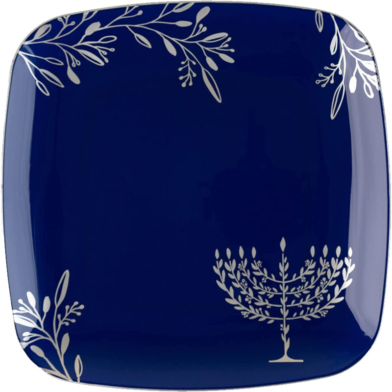 Assiettes carrées bleues de Hanoucca carrées 10 pouces Ecoqualité 10 personnes, 240