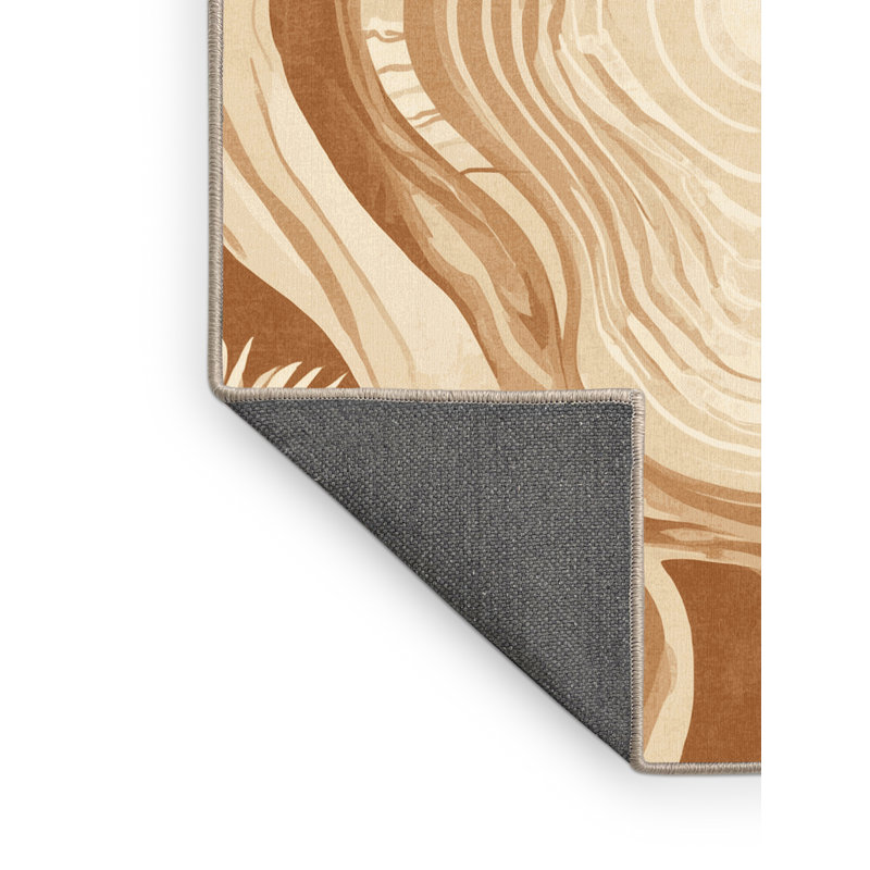 Tapis moelleux doux à motif abstrait tropical Tonnele - reliure beige, 2 x 4