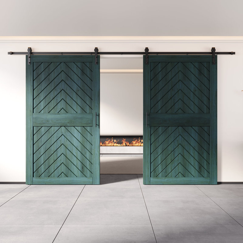 Homacer Royal Pine 42 po x 84 po. Ensemble de quincaillerie à deux arêtes de poisson 4-en-1 fini et non assemblé avec trousse de quincaillerie d'installation sans dérivation, rail de 15 pi, utilisation intérieure seulement