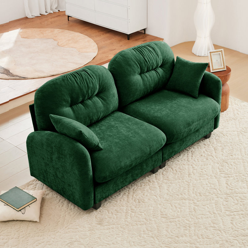 Modular Sectional Couch,Premium Chenille Fabric,With 2 Throw Pillows,Tufted Cushion Backrest Design,High-Density Foam Easy Install,Fits Bedrooms,Living Rooms, Reading Nooks