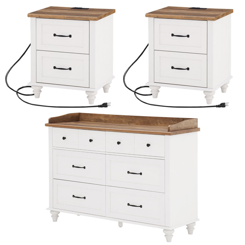Locklin Piece Bedroom Set, White/Brown