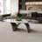 51" Modern Oval Coffee Table, Glossy Sintered Stone Table top With N-Shaped-Steel Base