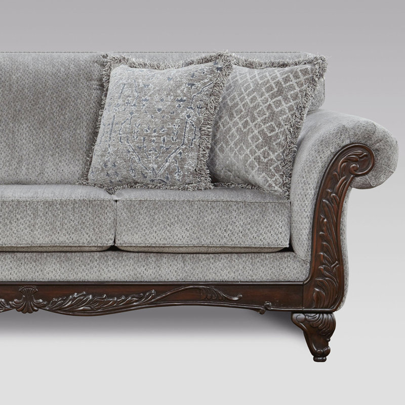 Modern Sofa Hernen Carved Wood Frame Sofa