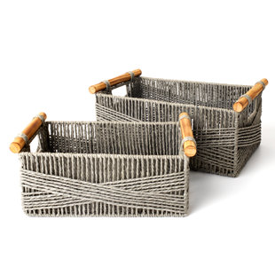 Longaberger Whitewashed Large Rectangle Organizing Basket