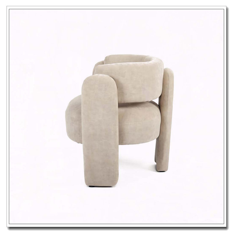 Fauteuil demi-tonneau sculptural avec tissu texturé Sculptural, Tissu gris