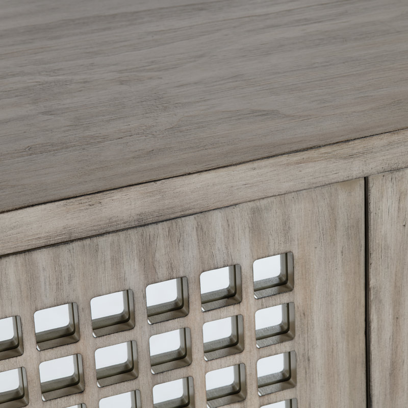 90 in. Brown Solid Wood 6 Door Media Credenza_Sideboard