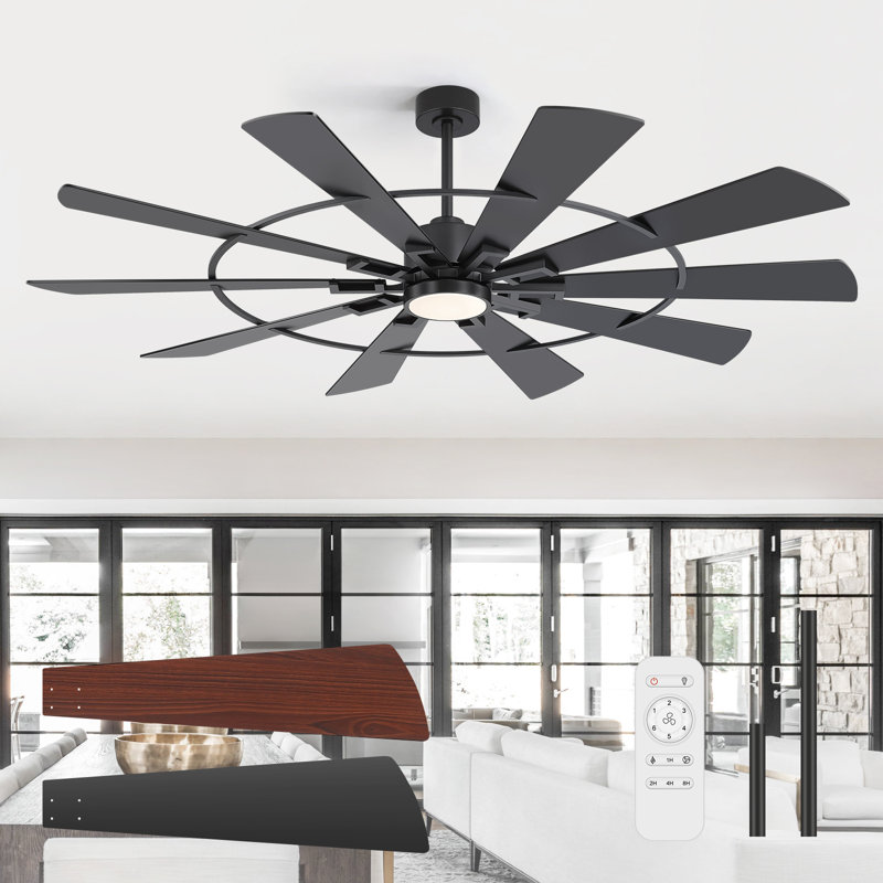 72" Large Ceiling Fan with Light and Remote, 10-Blade Modern Indoor Ceiling Fan, Quiet Reversible DC Motor, 3CCT LED, 6-Speed Fan for Living Room & Dining Room