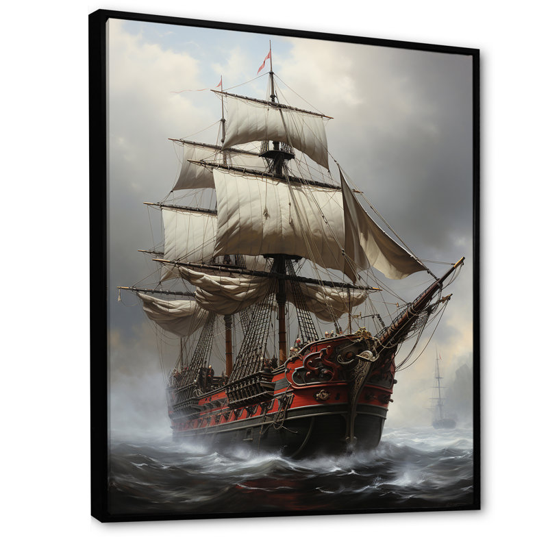 Bateau fantôme pirate 2 - art mural pirate, Cadre flottant noir, H 20 po x l 12 po x P 1 po