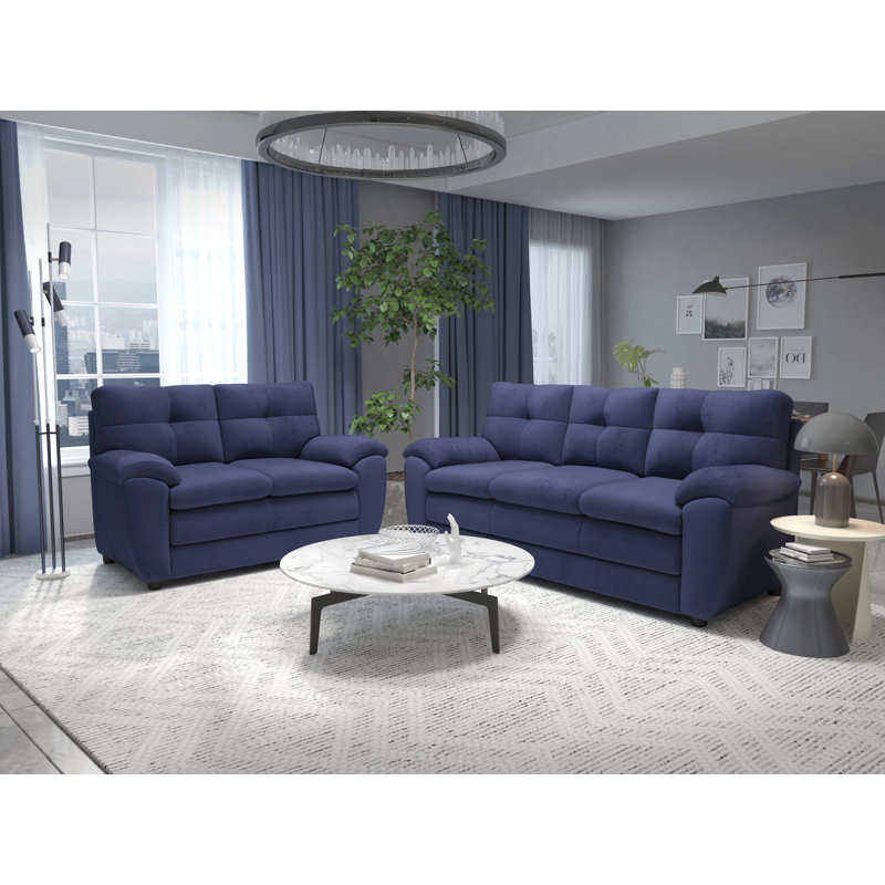 Kenn Upholstered 62.5'' Loveseat, Bulldozer Cobalt