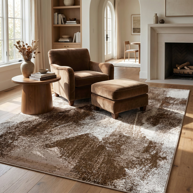 Tapis intérieur brun / beige à motif abstrait brun / beige 4 pi x 6 pi (3 pi 11 po x 5 pi 7 po) de Marco Branch