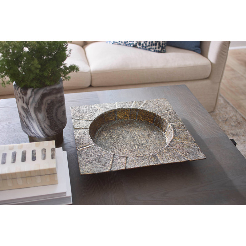 Baxter Metal Tray, 2.5" H x 20" W x 20" D, Antique Brass