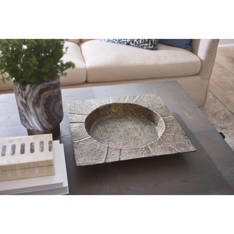 Baxter Metal Tray, 2.5" H x 20" W x 20" D, Antique Brass