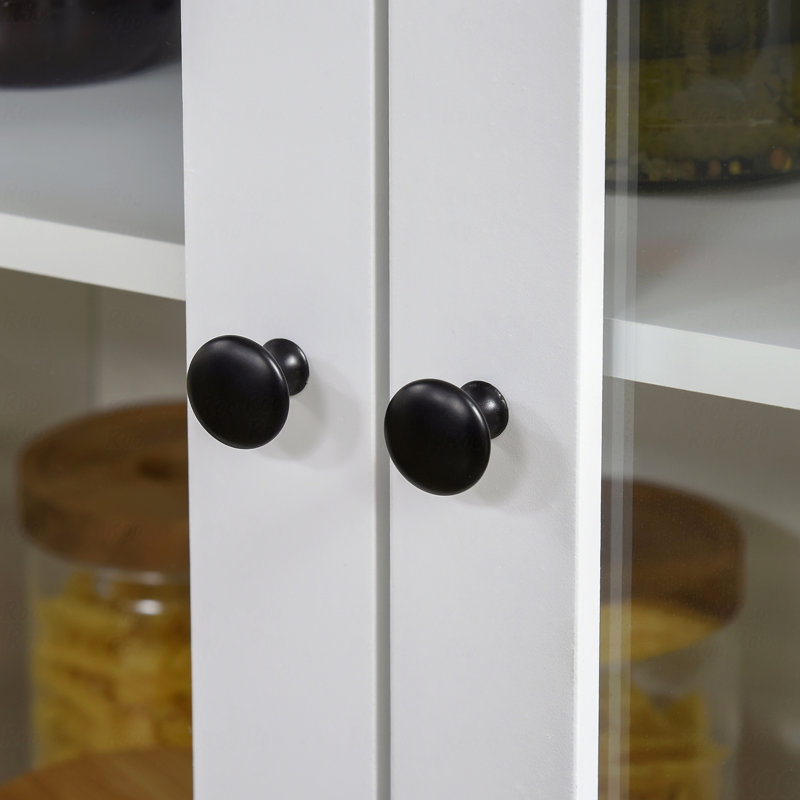 Garde-manger autoportant de 61 po, armoire de rangement de style traditionnel avec portes à fermeture douce, tablettes réglables et 2 tiroirs, pour le salon, la salle à manger, blanc