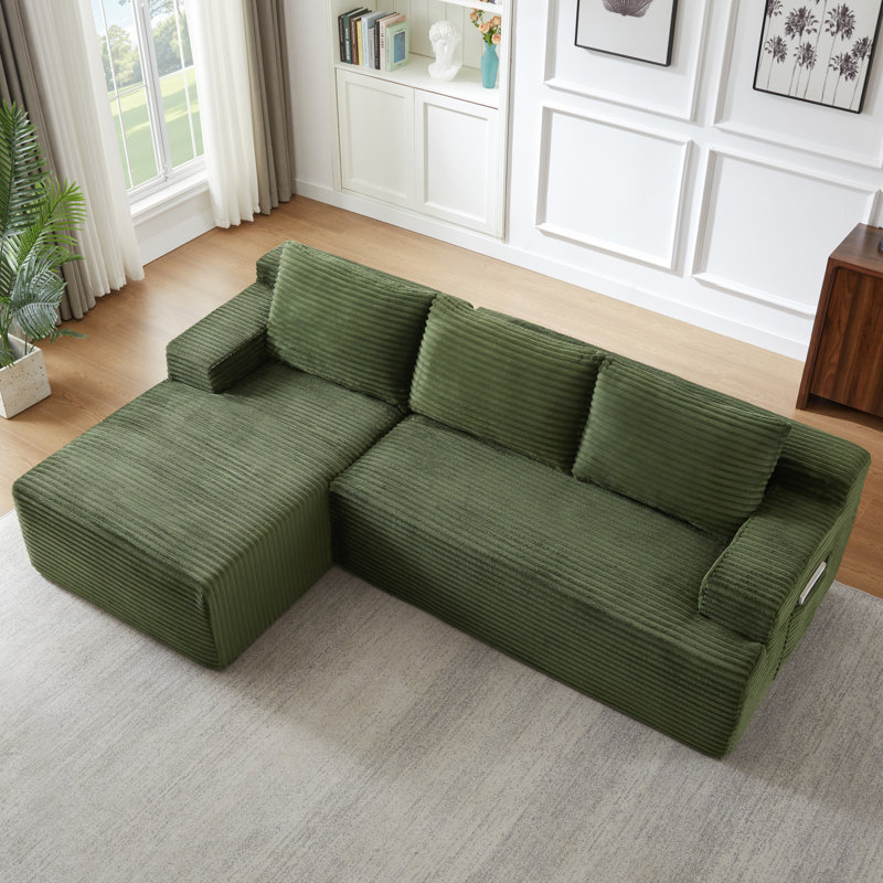 Canapé modulaire multifonctionnel vert avec velours côtelé moelleux pour la maison