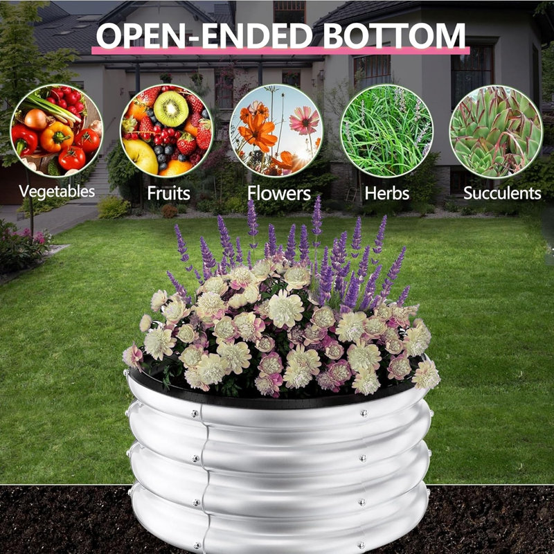 Metal Raised Garden Bed, Silver