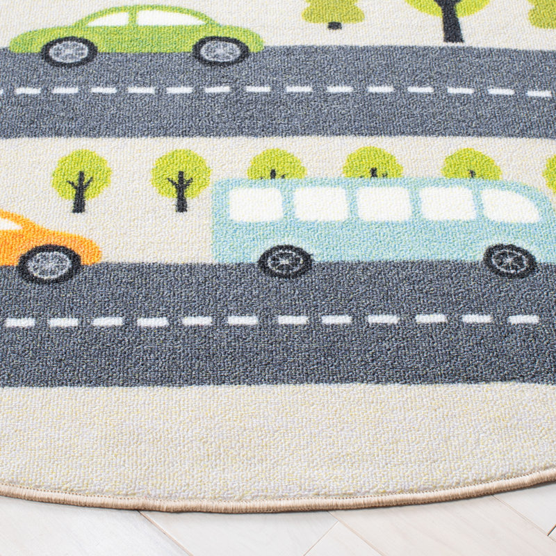 Tapis beige / vert Myatt, Carré 6 pi 7 po
