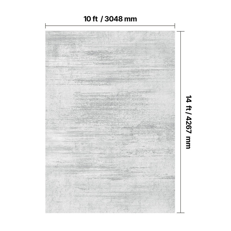 Tapis de 3 x 4,25 m (10 x 14 pi) en polyester, 1 pièce, gris, doux, antidérapant et lavable.