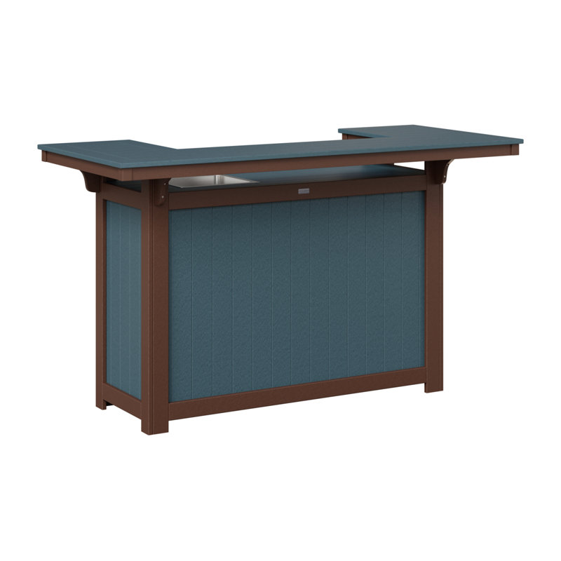 Outdoor Rectangle Bar Table, Slate, Chocolate Brown