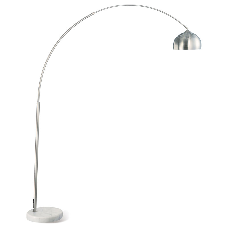 Contemporary Chrome Arc Adjustable Floor Lamp with Marble Base