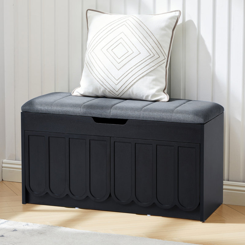 Banc de rangement rembourré pour chaussures, Black