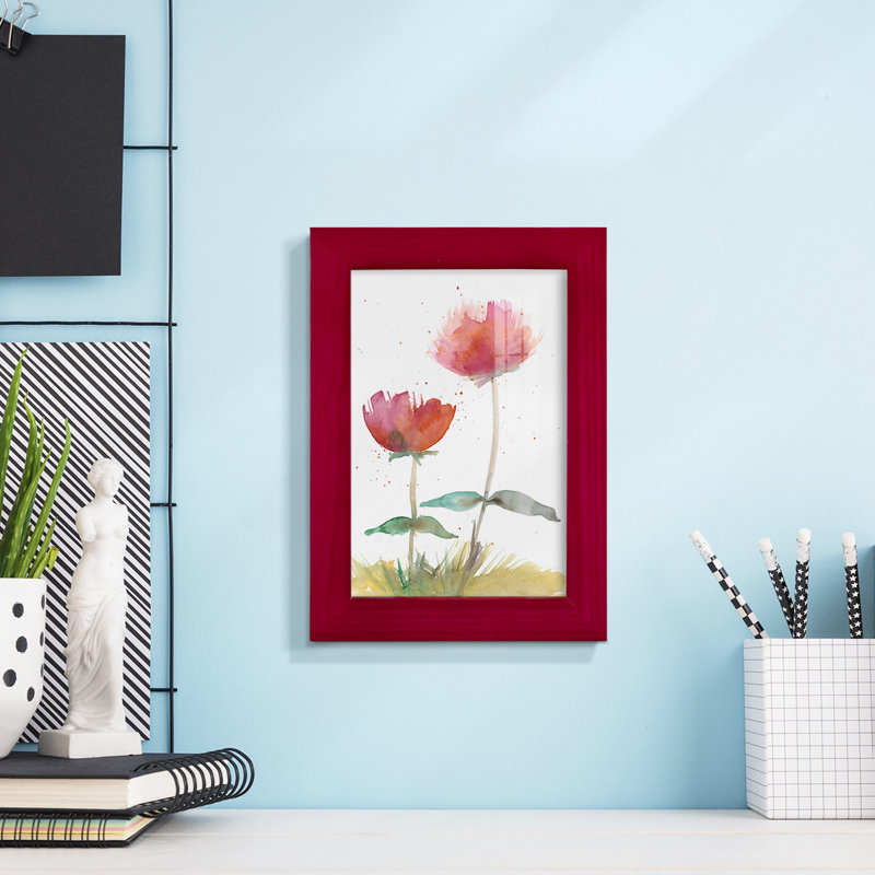 «Pink Fleurs II», reproduction d'art encadrée, Rouge, H 6 po x l 4 po x P 1 po