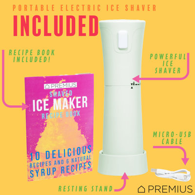 PREMIUS Rechargeable Cordless Hawaiian Shaved Ice Maker, Snow Cone Machine, -  SI-02222