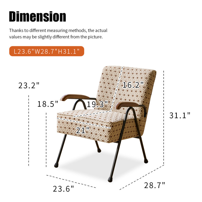 Geometric Patterned Modern Accent Chair,Accent Chair Comfy Single Sofa Side Chair for Living Room Bedroom Hotel, Bedroom