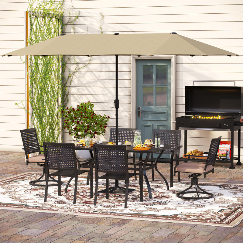 396.24cm X 198.12cm Rectangular Market Parasol, Beige