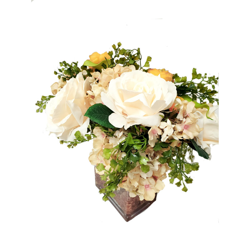 Fabric Roses Arrangement in Vase