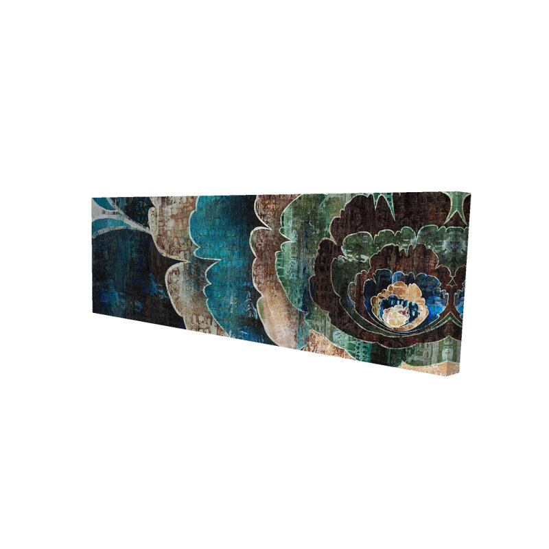 Montage de fleurs bleues - Toile florale turquoise pour la décoration intérieure, H 60 po x l 20 po