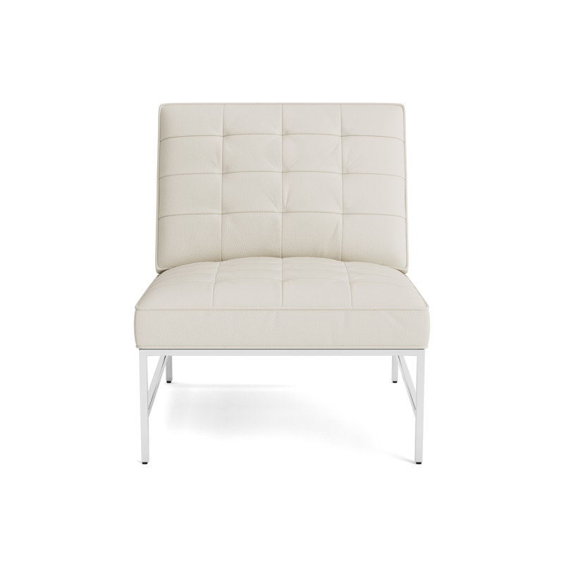 Major Leather Chair, Polished Stainless Steel, Greenwich Performance Leather - Cream