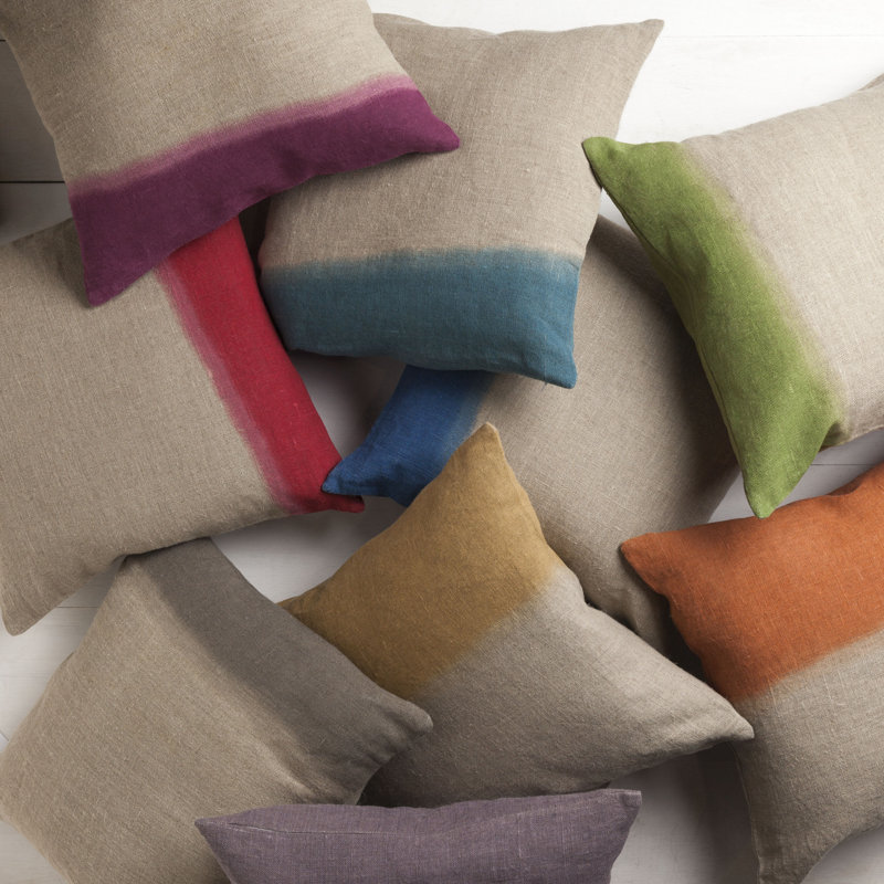 Carson Linen Pillow Covers Reversible Throw Pillow, Pillow Cover Only, 22" x 22", Neutral\Green