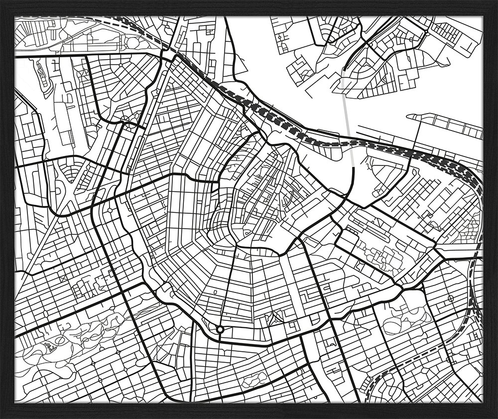 Gerahmtes Poster Stadtplan Amsterdam