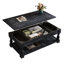 Table basse polyvalente à plateau relevable noir vieilli avec tablettes et plateaux de rangement-340295081
