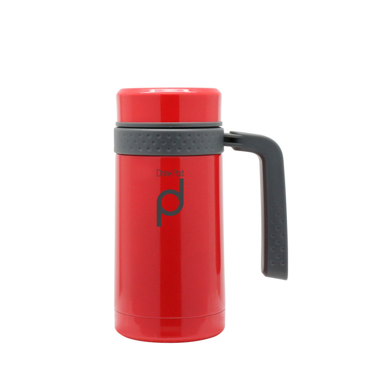Grunwerg Drink Pod Stainless Steel Travel Mug, Red