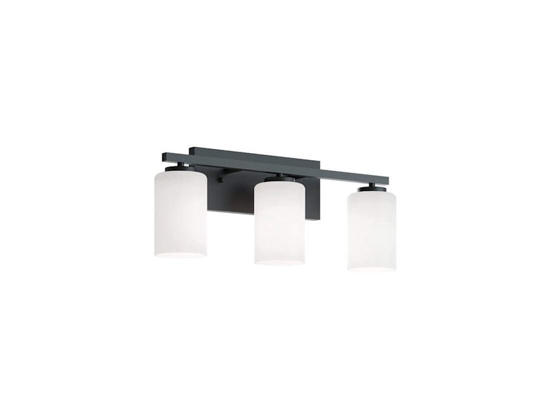 AFX LEOV2209MBBK Leo 22" 3-Light Vanity With Frosted Glass, Medium Base, Black, Black