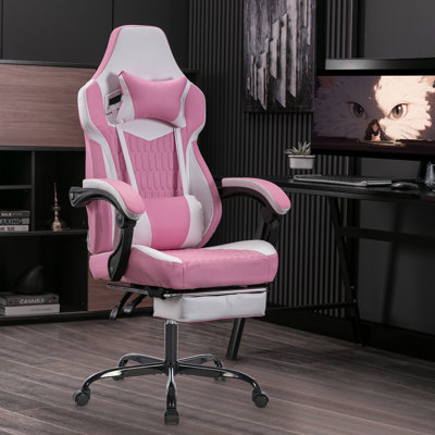 Fauteuil de jeu avec repose-pieds, bureau ergonomique en cuir à haut dossier, chaises d'ordinateur