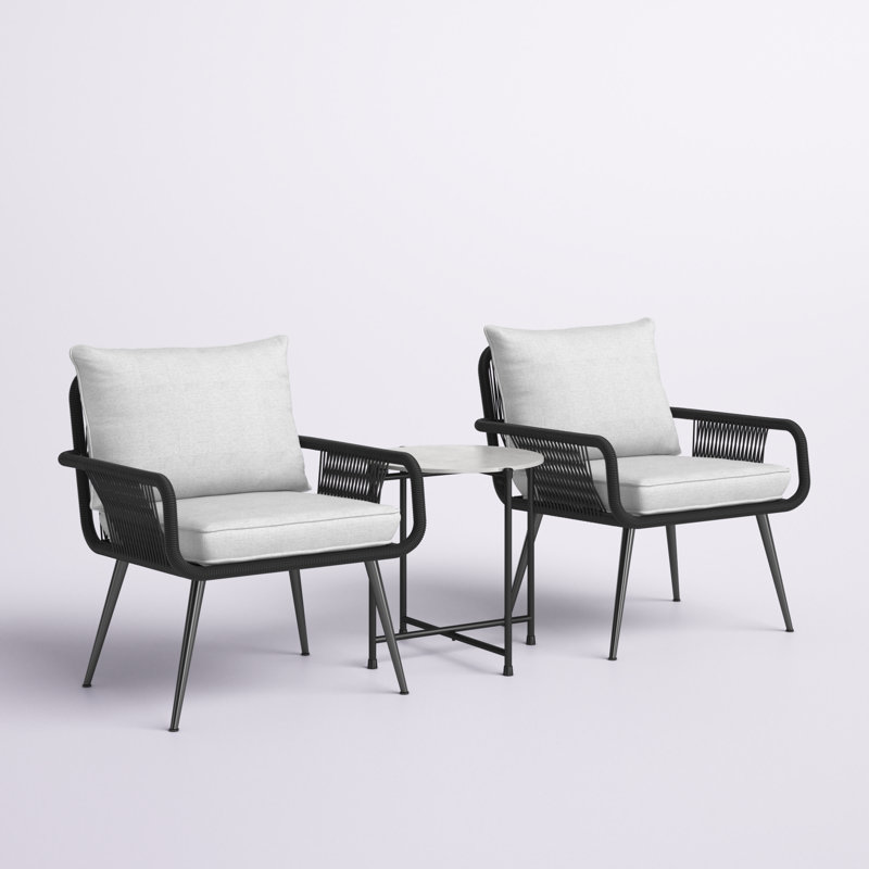 Ensemble de conversation d'extérieur toutes saisons Andover avec deux chaises en corde et une table basse H 18 po