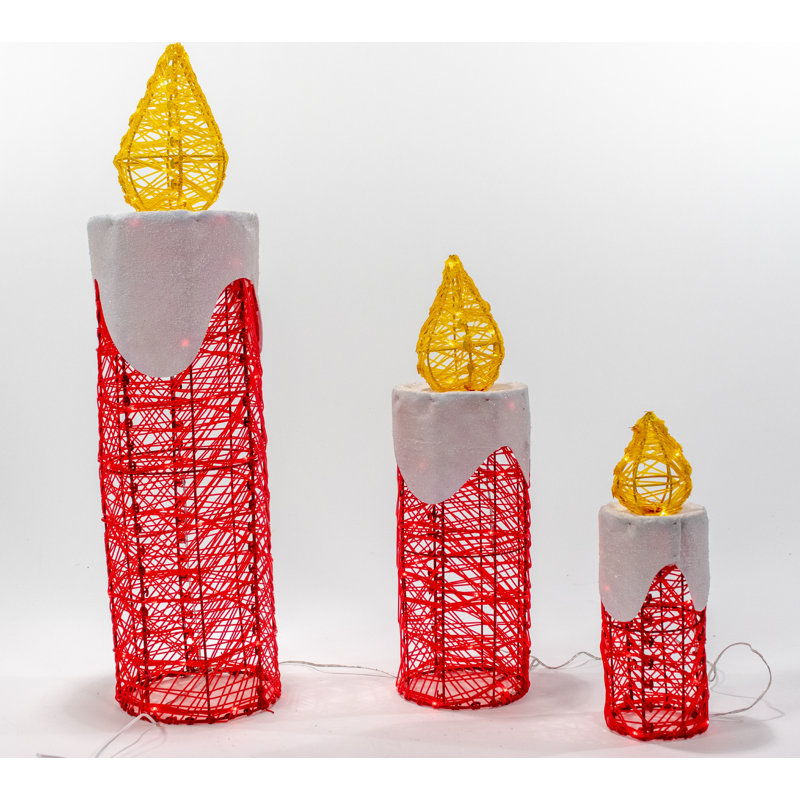 3 Piece Flex Micro LED Candle Lighted Display Set
