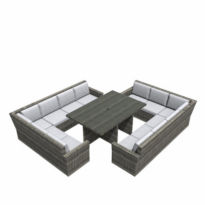 Wicker 12 - Person Patio Conversation Set with Cushions