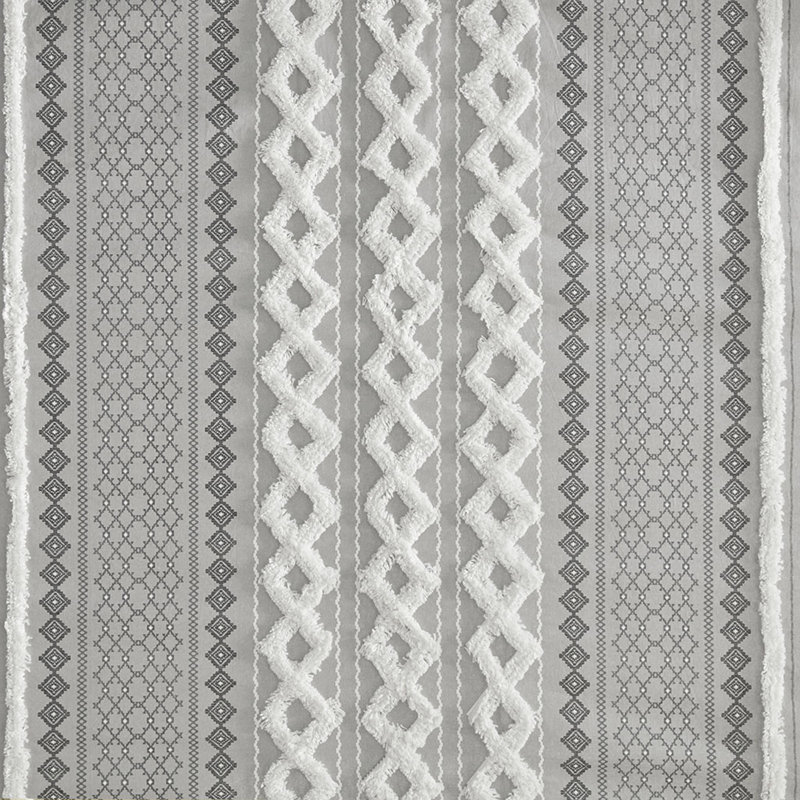 Rideau de douche en coton avec chenille, Gris