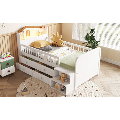 Twin Loft Bed With Led And Storage - Safe ' Bed, White, House Headboard White For & Design