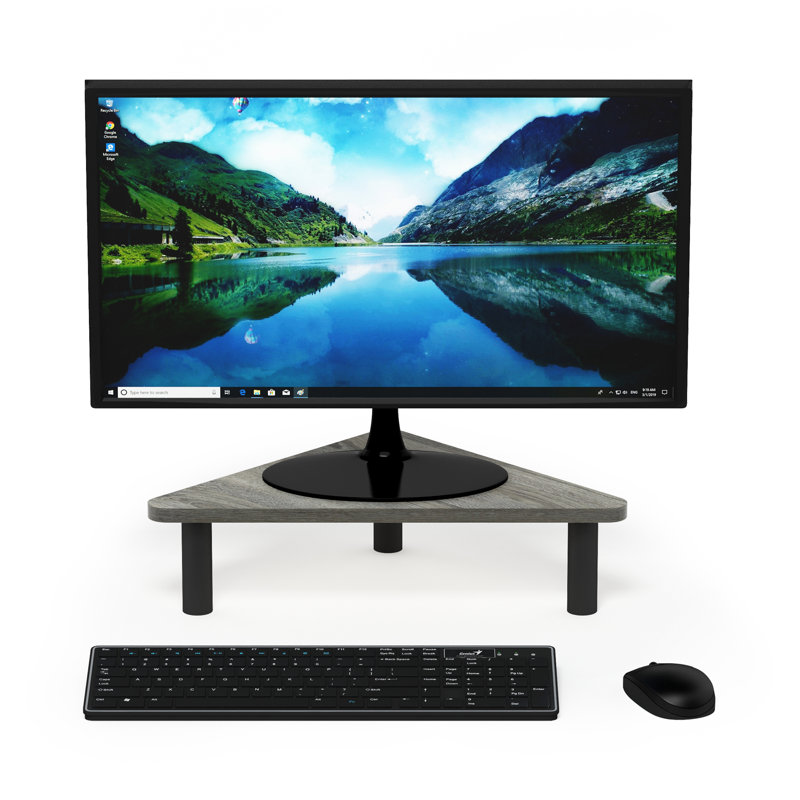 Mazelina Manufactured Wood Monitor Stand, French Oak Grey
