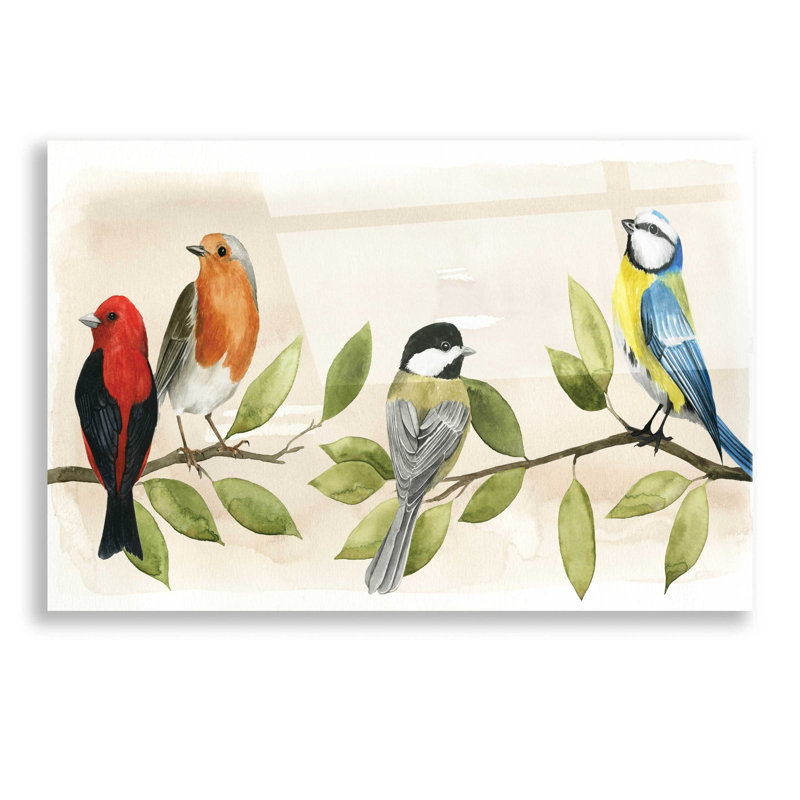 «Treetop Gathering II» par Grace Popp, verre mural en acrylique, H 12 po x l 16 po x P 0,13 po