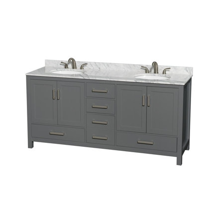 Ensemble de meuble-lavabo double 72 po avec plateau en marbre Sheffield
